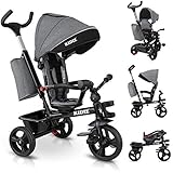 KIDIZ® Dreirad 5in1 Kinderdreirad mit Schubstange Lenksystem Stange ab 1 Jahr, Jogger...