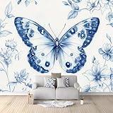 Tapete Fototapete Handbemalter Eleganter Schmetterling, 300 x 210 cm Vlies Tapeten Moderne...