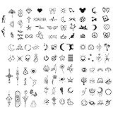 NIANOPKM Temporäre Tattoos-Sets,109 Stück Blatt Winzige Kleine Abnehmbare Tattoos,leines...