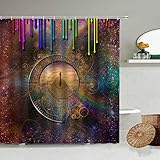 NUEV Dream time Tunnel Path Shower Curtain Elderly Clock Bathroom Decoration Blackout...