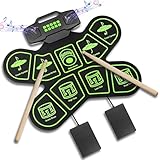 E-Drum Elektronisches Schlagzeug Wiederaufladbares Digitales Roll-up Drum Kit mit 9 Pads,...