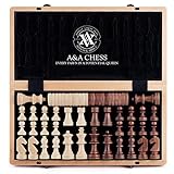 A&A Wooden Chess Set, 2 in 1, 15' Folding Board, 3' King Height German Knight...