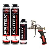 PRITEX – Bauschaum Set 2 x 750 ml Pistolenschaum inkl. Pistolenreiniger 500 ml...