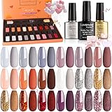 Lavender Violets UV-Gel-Nagellack 21 PCS mit Base und Matte-Glänzende Top Coat...