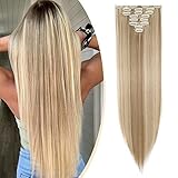 S-noilite Clip In Extensions Haarverlängerung Glatt 8 Teiliges SET 18 Clips 8Pcs Voller...