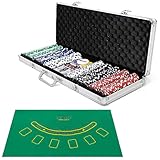 COSTWAY Pokerset mit 500 Laser-Chips | Pokerkoffer Alu | Pokerchips | Poker...