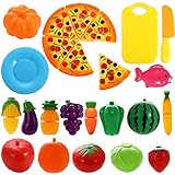 NIWWIN 24 PCS Spiel Essen Set für Kinder Kunststoff Schneiden Pizza Obst und Gemüse...