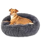 QOFLY Rundes Hundebett Ø 60cm, Hundekissen Hundesofa Flauschiges Katzenbett Donut...