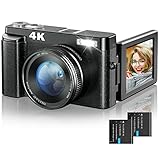 4K Digitalkamera Fotokamera Autofokus 48MP Kompaktkamera mit 3 Zoll 180° Flip Bildschirm...