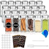 RUBY-GewüRzgläSer Set,24 PCS GewüRzdosen Glas mit Schraubkappe,120ml GewüRze Set mit...