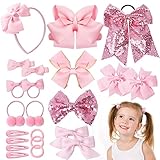 24 Pcs Mädchen Haarschmuck Set,Rosa Haarschmuck Schleife Baby Haargummis Haarspangen...