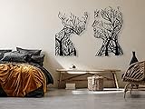 Baum des Lebens Gesichter Wanddeko, Wandbild aus Holz, Wand deko in Schwarz Gold, Home...