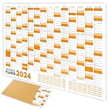 XXL Wandkalender 2024 groß (90x60cm) - Jahresplaner 2024 quer als Kalender für die Wand...