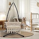 ML-Design Baby Wiege Beige mit Gestell Schwarz 208cm, Hängewiege zum...