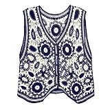 Schöne Frauen Sommer Westen Ärmellose Button Unten Häkeln Ins Floral Knit Strickjacke...