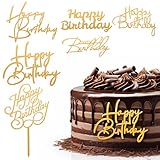 Tyqour 6 Stück Happy Birthday Cake Topper, Acryl Glitter Cupcake Topper, Kuchenaufsätze,...