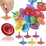 Wooden Spinning Top, 30 Pieces Wooden Spinning Top Toy for Desk Flat Wooden Clips Gyro Toy...