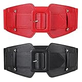 2 Stück Damen Breiter Dehnbarer Cinchgürtel Korsett Gürtel Retro Chunky Buckle Gürtel...