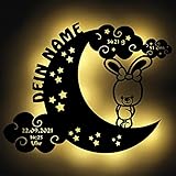 Schlummerlicht Mond-Hase I Personalisiertes Baby-Geschenk zur Geburt & Taufe LED...