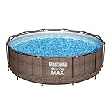 Bestway Steel Pro MAX Frame Pool-Set mit Filterpumpe Ø 366 x 100 cm, Rattan-Optik...