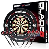 WINMAU Blade 6 Professionelle Bristle Klassische Dartscheibe with Surround und Darts Set...