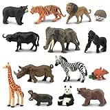 TOYMANY 14 Stück Tiere-Figuren Set Wald Spielfiguren Spielzeug Dschungeltierfigur...