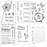 Silikonstempel Set, 5 Blätter Sprüche Deutsch Clear Stamp Geburtstag Stempel...