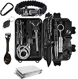 Tradista Survival Kit 15 in 1 - Außen Notfall Survival Kit mit Messer/Taktische...