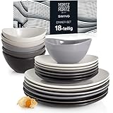 Moritz & Moritz 18tlg Swing Dinner Geschirrset 6 Personen grau – Keramik...