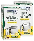 HEITMANN pure Reine Citronensäure: Ökologischer Bio-Entkalker - Pulver, 2x 350...