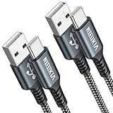 NIBIKIA USB C Kabel, [2 Stück 2M] Nylon Fast Charge Schnellladekabel Typ C Ladekabel für...