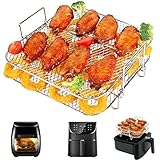 BYKITCHEN Airfryer Zubehör XL, Quadratisches 2 Schichten Rack, Heißluftfritteuse...