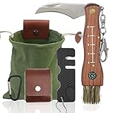 Pilzmesser mit Bürste und Lineal, Taschenmesser mit Canvas Bushcraft Tasche...