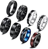 Milacolato 8 Stück Edelstahl Fidget Ring Spinner Ring Edelstahl Spinner Ringe...