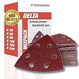 Delta - Schleifdreiecke mit Klett, 180 Blatt, 93 x 93 x 93 mm, 6 Löcher, je 30 x Korn 40,...