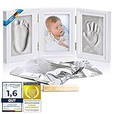 all Kids United® Baby Bilderrahmen Abdruck-Set - Gips-Abdruck Fotorahmen für...