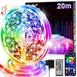 LED Strip Streifen 20m mit Fernbedienung & App & Musik Sync, RGB Lichterkette...