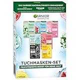 Garnier Tuchmasken Set für jeden Hauttyp, 7 Gesichtsmasken für trockene bis normale...