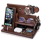 TESLYAR Handy Dockingstation & Schreibtisch Organizer Holz mit Handyständer...