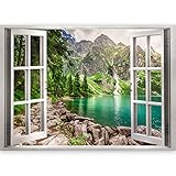 murando 3D WANDILLUSION Wandbild Gebirge See Fototapete Poster XXL Fensterblick...