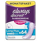 Always Discreet Inkontinenzeinlagen Long Plus, 64 Binden (4 x 16 Stück)...