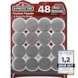 X-Protector Filzgleiter 48 Stück 25 mm - Prämie Möbelgleiter Grau - Dicker Filz...