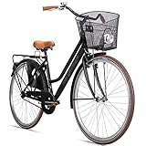 Bergsteiger Amsterdam 26 Zoll, 28 Zoll Damenfahrrad, ab 150 cm, Korb, Fahrrad-Licht,...