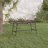 KRHINO Sitzbank Modern Parkbank, Baumbank 110 cm Schwarz Stahl Blumenbank Sitzbank Garten...