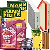 Mann Inspektionspaket + 6L Mannol 5W-30 Öl passend für 1er 2er 3er F20 F30