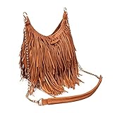 LUI SUI Damen handgefertigte Leder Franse Quaste Crossbody Hobo Schultertasche...