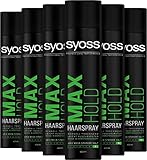 Syoss Haarspray Max Hold Haltegrad 5 (6 x 400 ml), Haarspray mit 48 h mega starkem Halt,...