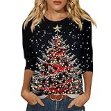 Italienische Mode Damen Tshirt Baumwolle Rotes T-Shirt für Damen Ugly Christmas Sweater...