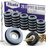 Filzada® 26x Teflongleiter zum Schrauben - Ø 19 mm (rund) - Möbelgleiter/Teppichgleiter...