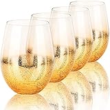 MUMUJIN Whisky Dekantier-Glas, 527 ml Cocktailgläser Set mit 4 Biergläsern, goldene...